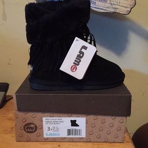 Girls fringe wrap black boots size 3